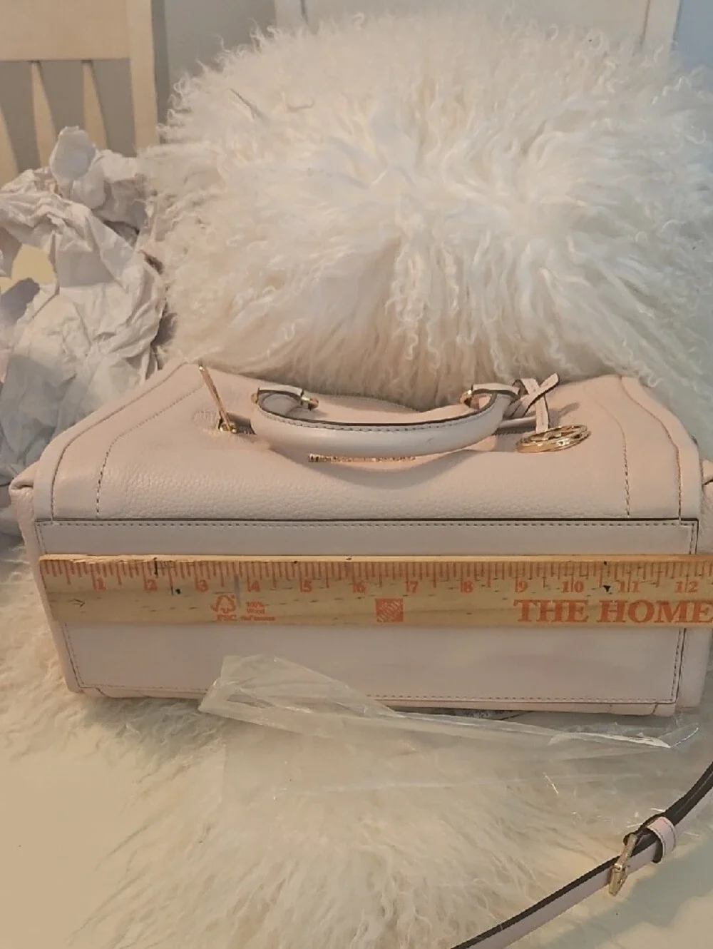 Michael Kors Powder Blush Pebbled Leather Satchel with Gold Hardware NWT